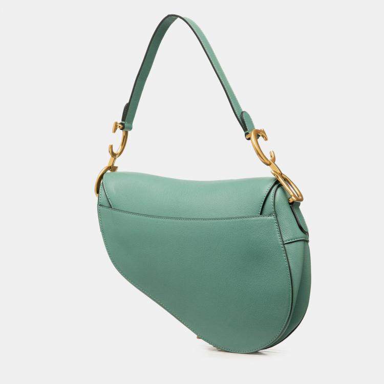 Pre Owned Dior Green Leather Saddle Bag