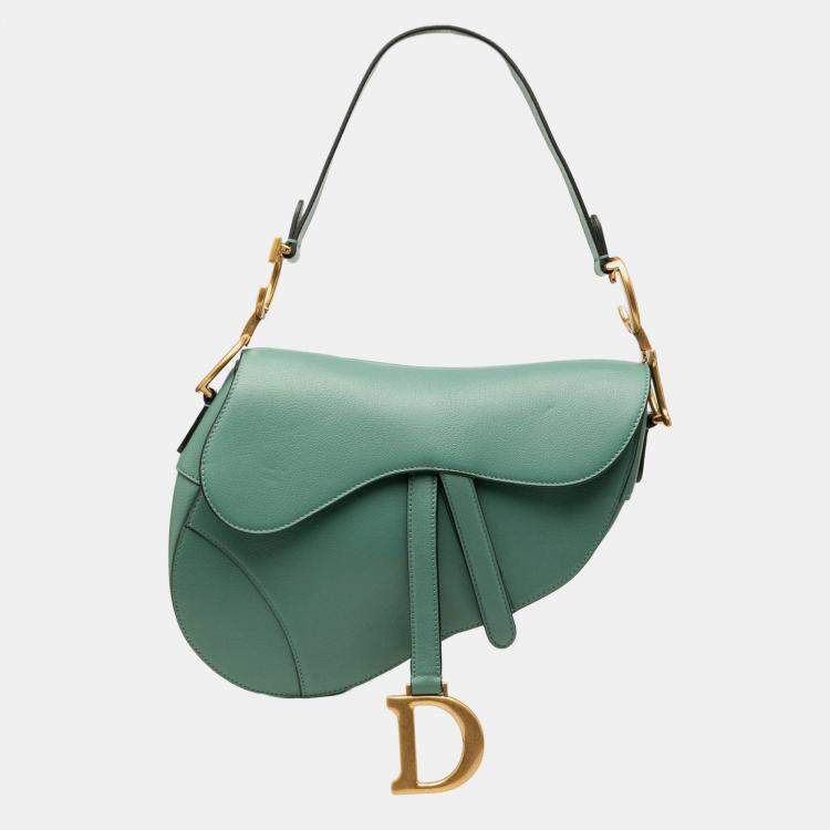 Pre Owned Dior Green Leather Saddle Bag