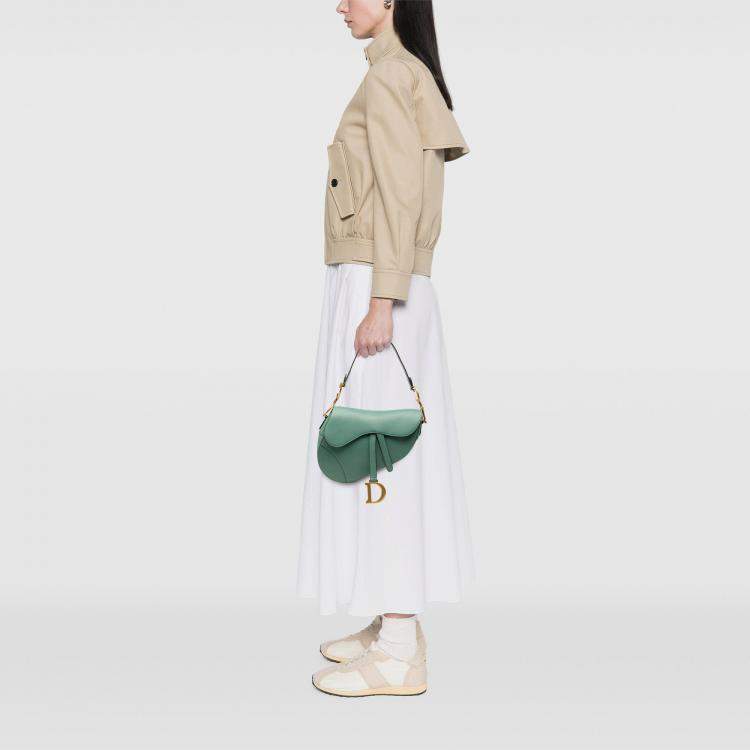Pre Owned Dior Green Leather Saddle Bag