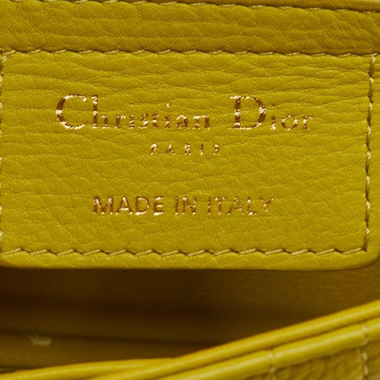 مملوكة مسبقًا Dior Caro Small Lime Yellow Cannage Leather Shoulder Bag