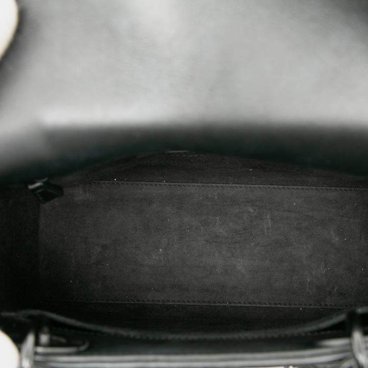 Pre Owned Dior Black White Medium Calfskin Woven Houndstooth Lady Dior