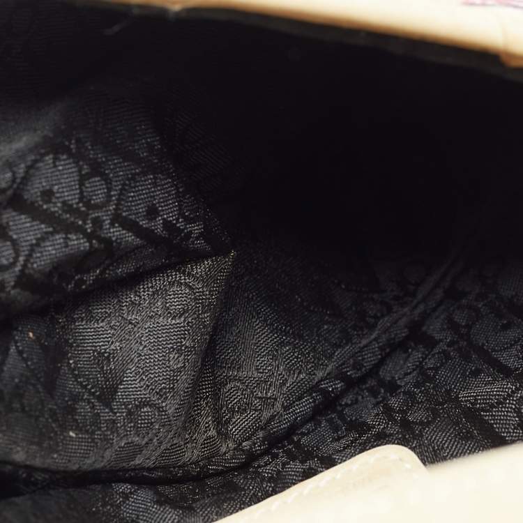 Pre Owned Dior Limited Edition 203 Saddle Off White/Red Printed Fabric Bag