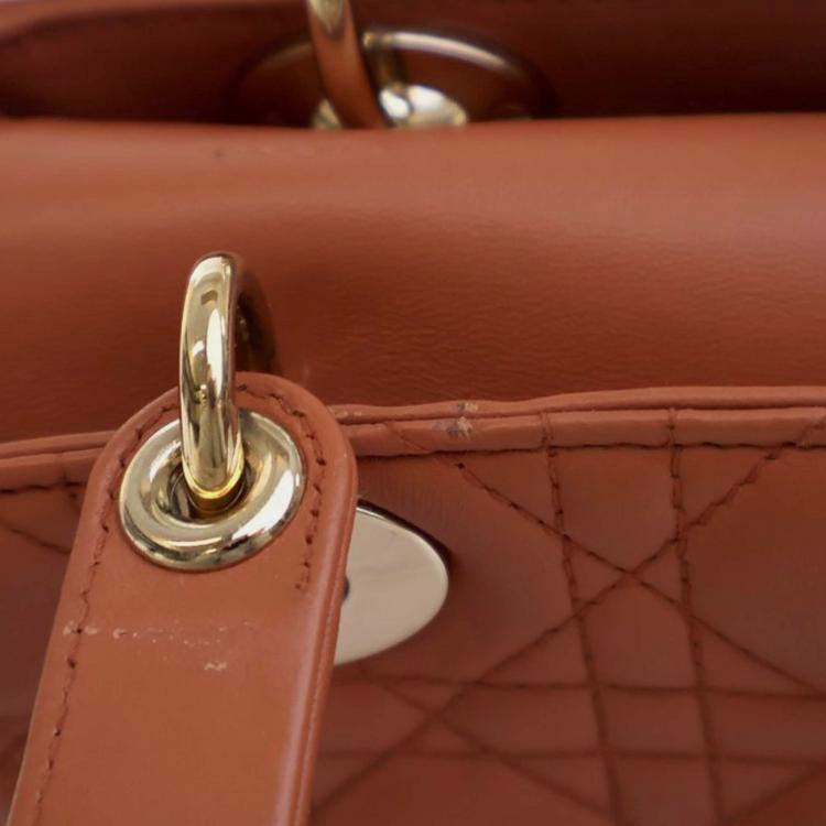 Pre Owned Dior Orange Small Lambskin Cannage MyABCDior Lady Dior