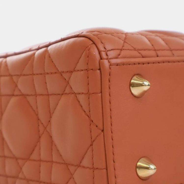 Pre Owned Dior Orange Small Lambskin Cannage MyABCDior Lady Dior