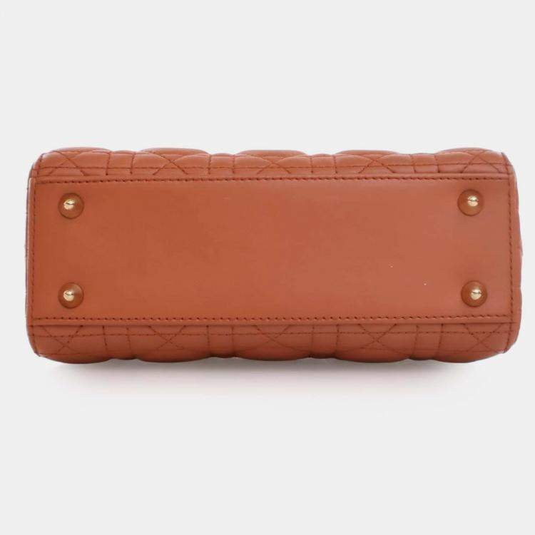 Pre Owned Dior Orange Small Lambskin Cannage MyABCDior Lady Dior