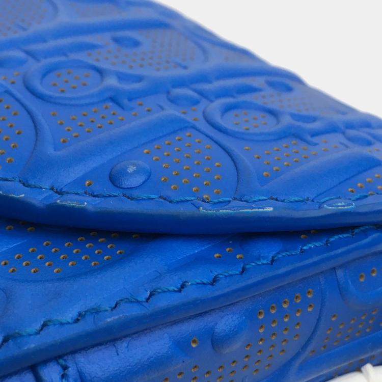 Pre Owned Dior Blue Perforated Oblique Embossed Calfskin Saddle Bag