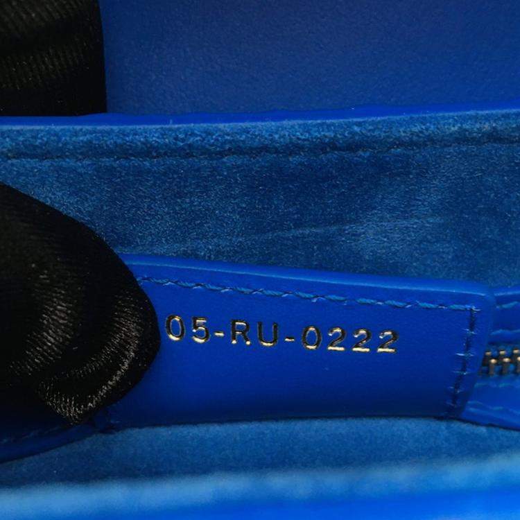 Pre Owned Dior Blue Perforated Oblique Embossed Calfskin Saddle Bag