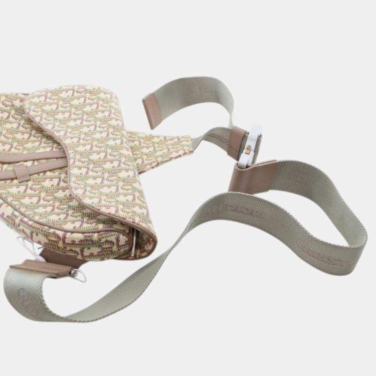 Pre Owned Dior Brown Multicolor Oblique Canvas Saddle Crossbody
