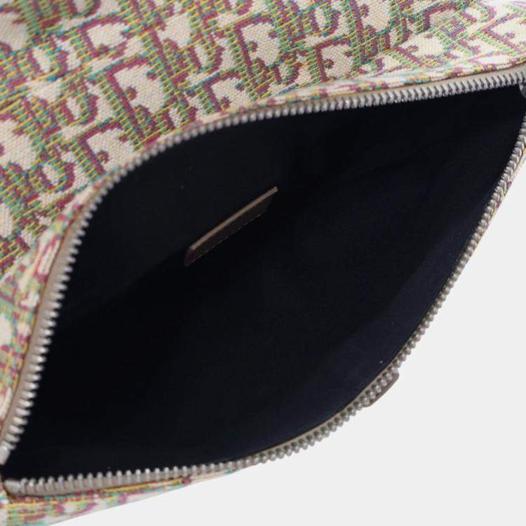 Pre Owned Dior Brown Multicolor Oblique Canvas Saddle Crossbody