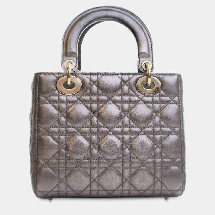 Pre Owned Dior Small Metallic Lambskin Cannage My ABCDior Lady Dior