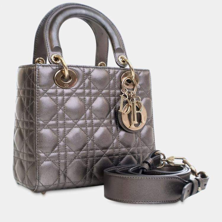 Pre Owned Dior Small Metallic Lambskin Cannage My ABCDior Lady Dior