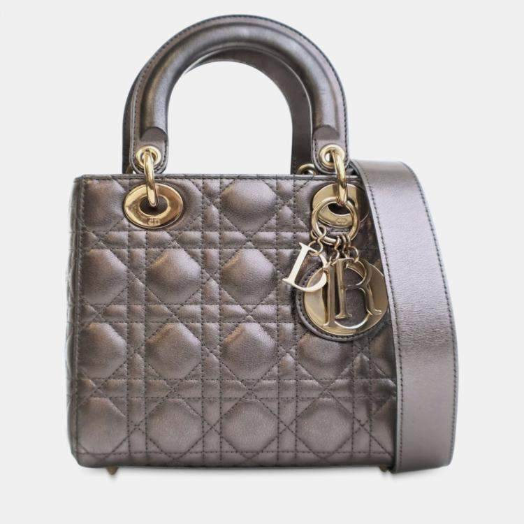 Pre Owned Dior Small Metallic Lambskin Cannage My ABCDior Lady Dior