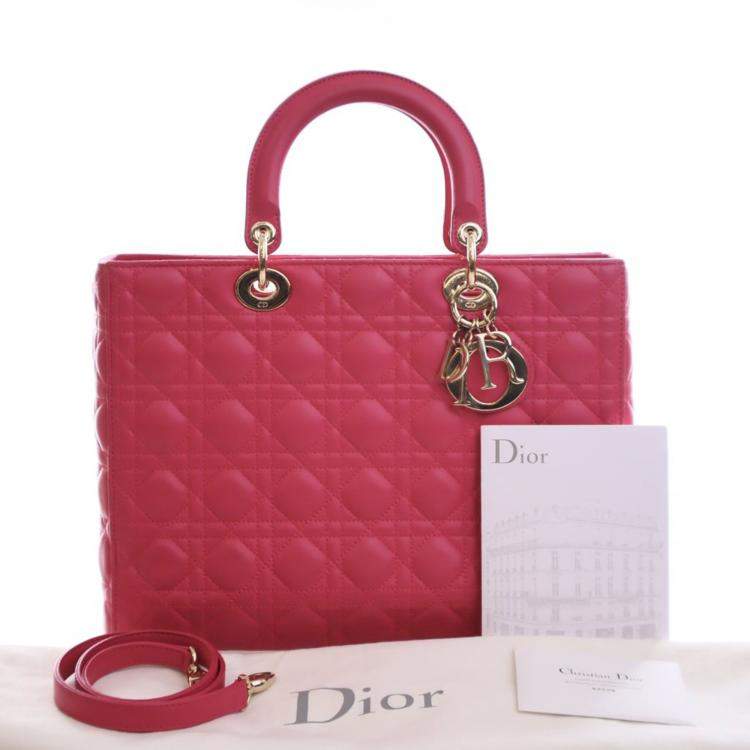 Pre Owned Christian Dior Large Lambskin Lady Dior