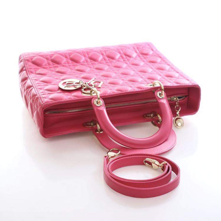 Pre Owned Christian Dior Large Lambskin Lady Dior