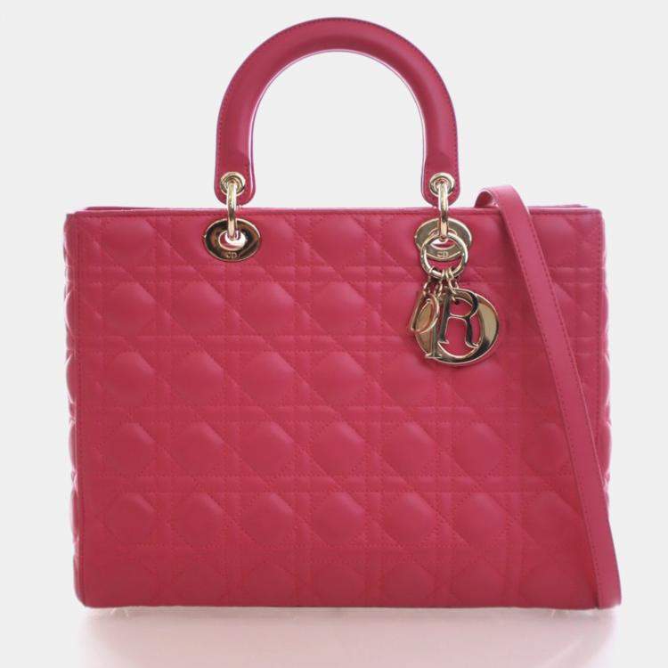 Pre Owned Christian Dior Large Lambskin Lady Dior