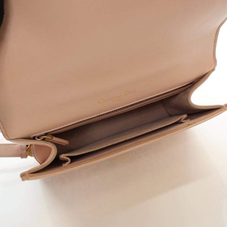 Pre Owned Dior Small Smooth Beige Calfskin Studded Diorama Flap Bag