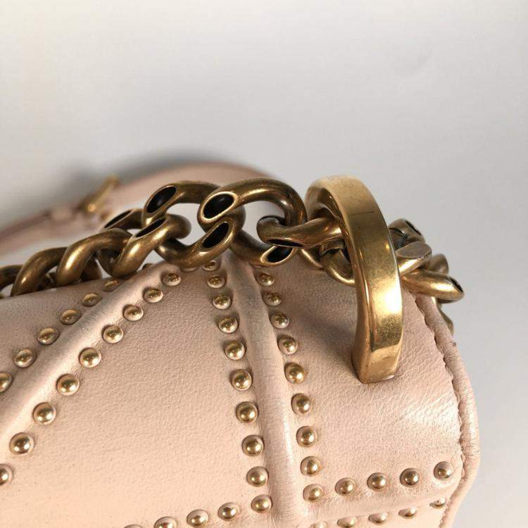 Pre Owned Dior Small Smooth Beige Calfskin Studded Diorama Flap Bag