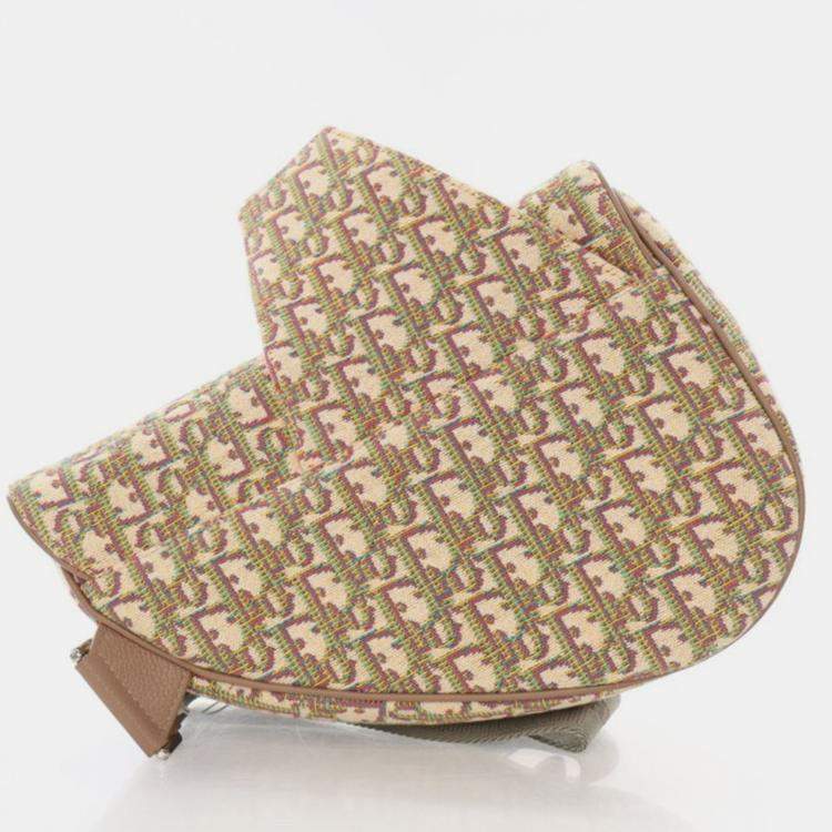 Pre Owned Dior Medium Jacquard Oblique Saddle Bag