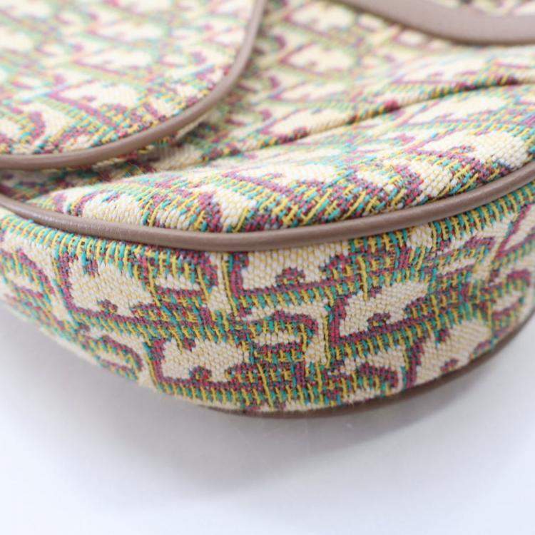 Pre Owned Dior Medium Jacquard Oblique Saddle Bag