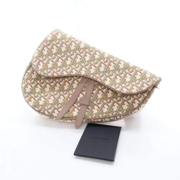 Pre Owned Dior Medium Jacquard Oblique Saddle Bag