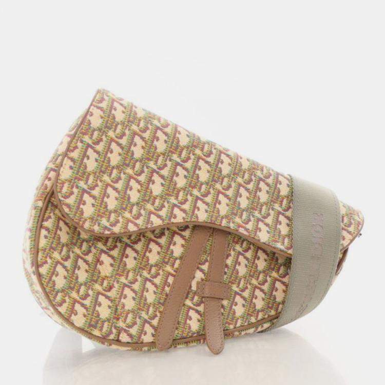 Pre Owned Dior Medium Jacquard Oblique Saddle Bag