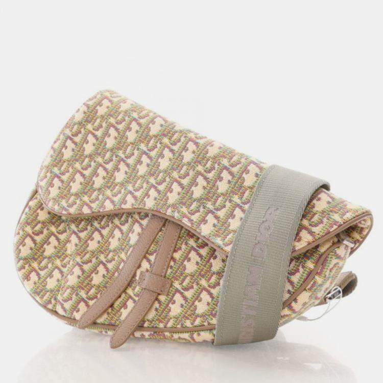 Pre Owned Dior Medium Jacquard Oblique Saddle Bag
