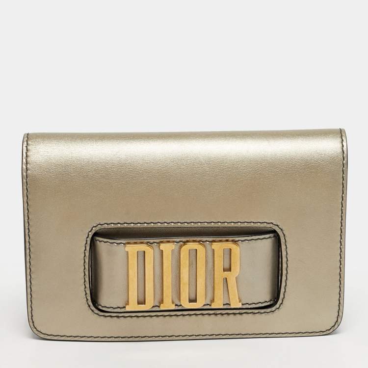 Pre Owned Dior Diorevolution Metallic Leather Flap Clutch