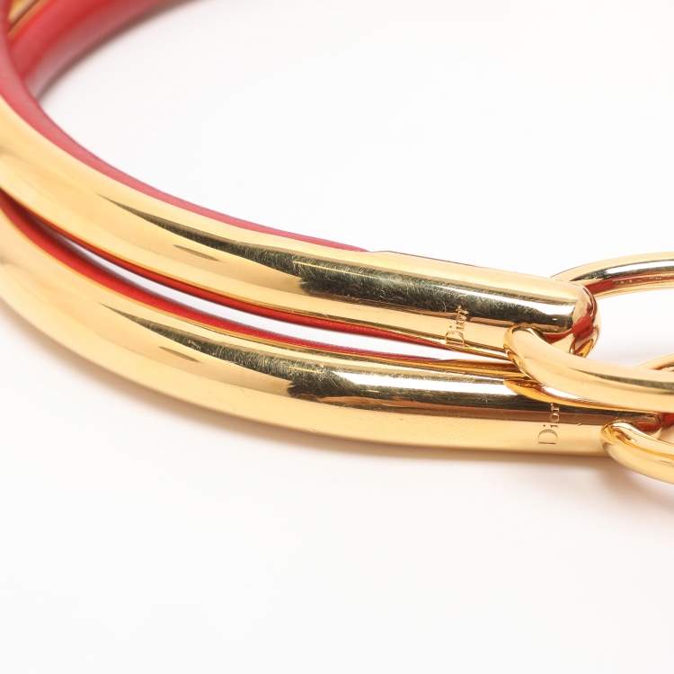 Pre Owned Dior 61 Crystal Embellished Red Leather and Suede Hobo