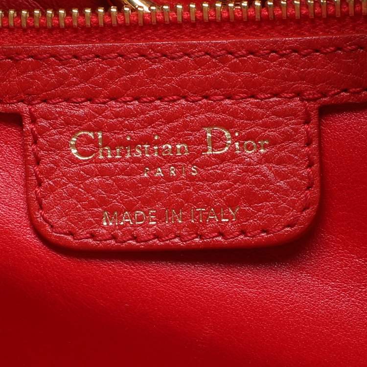 Pre Owned Dior 61 Crystal Embellished Red Leather and Suede Hobo