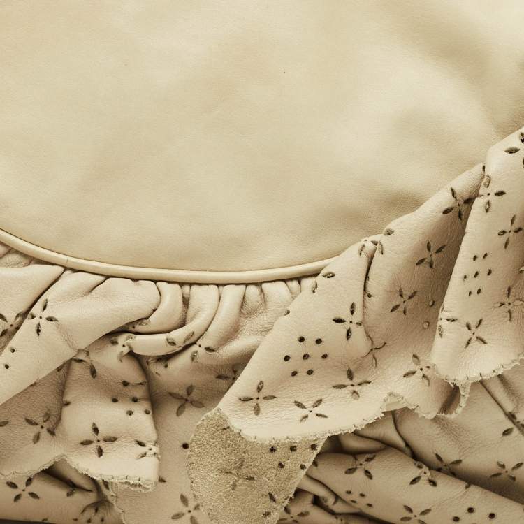 Pre Owned Dior Gypsy Ruffle Olive Large Green Leather Hobo