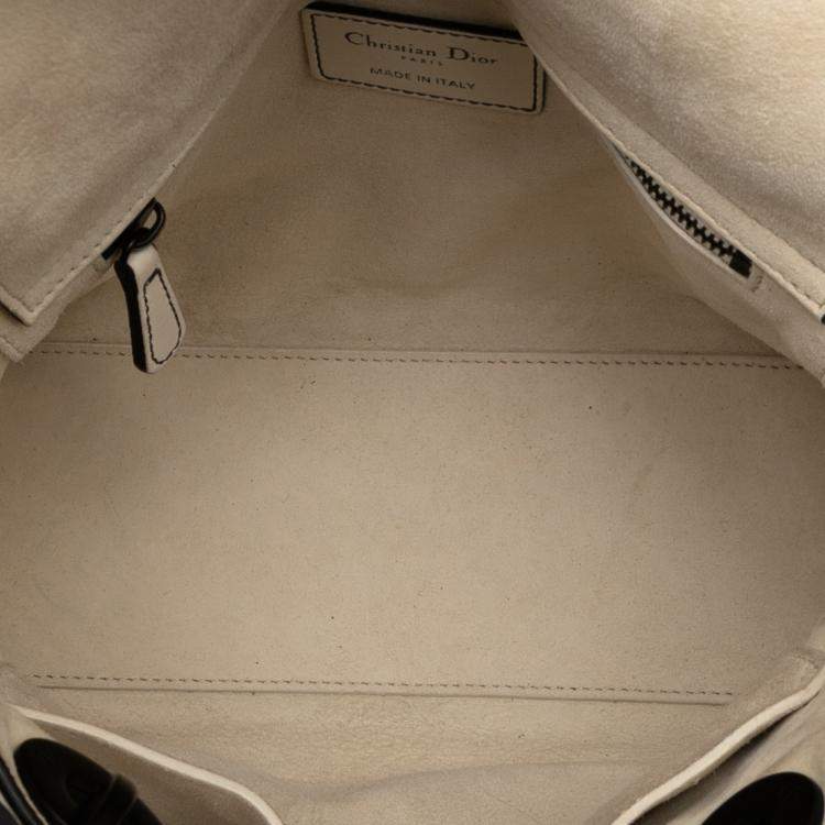 Pre Owned Dior White Medium Lambskin Cannage Studded Supple Lady Dior