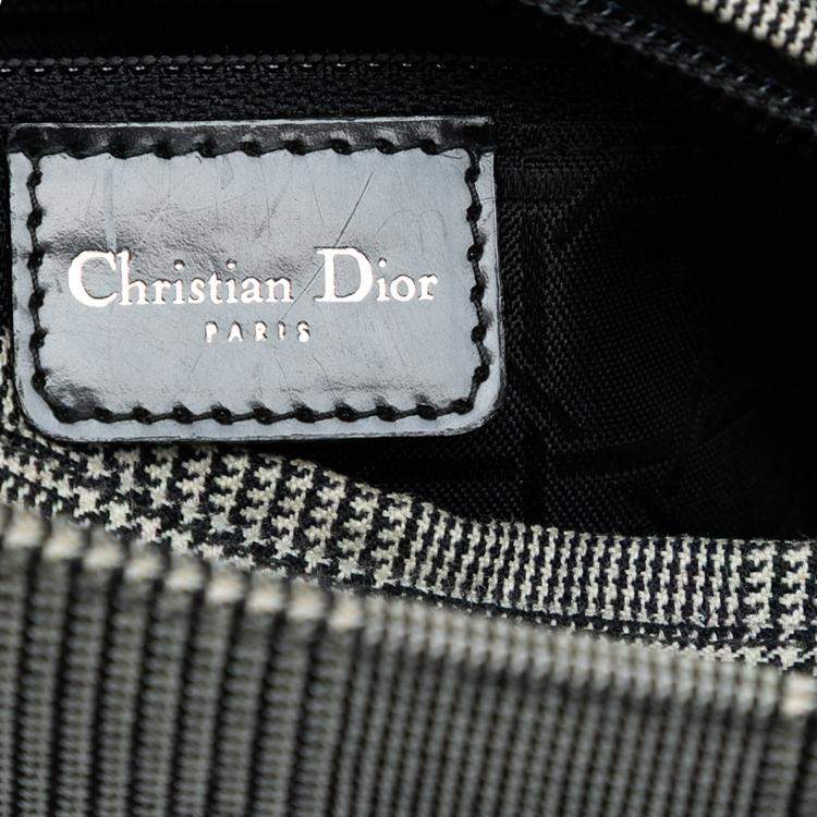 Pre Owned Dior Medium Grey Canvas Houndstooth Lady Dior