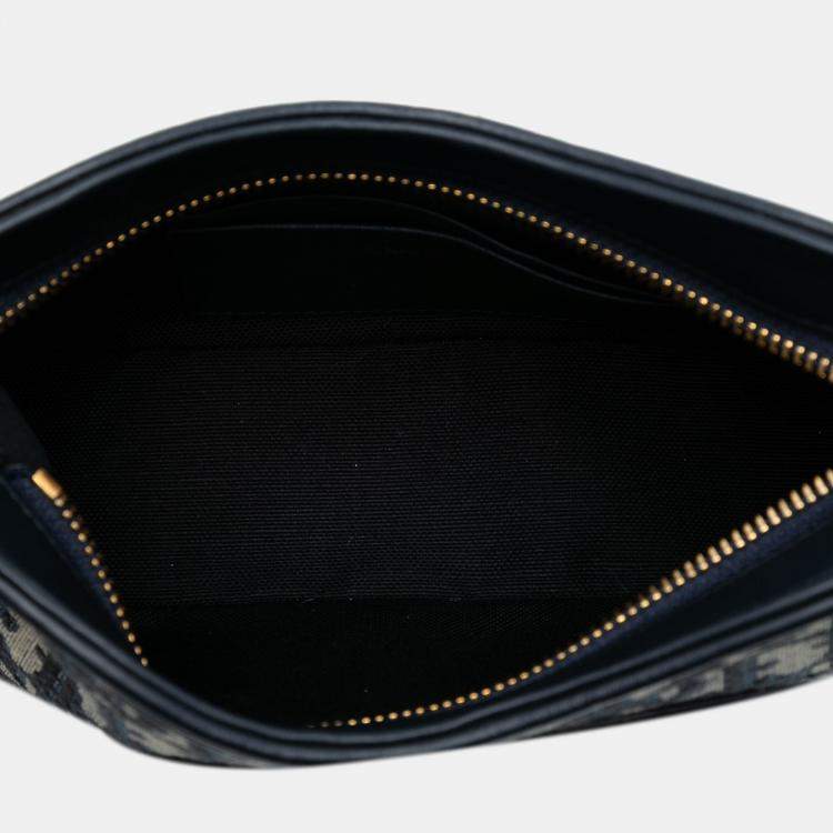 Pre Owned Dior Blue Mini Oblique Canvas CD Signature Hobo