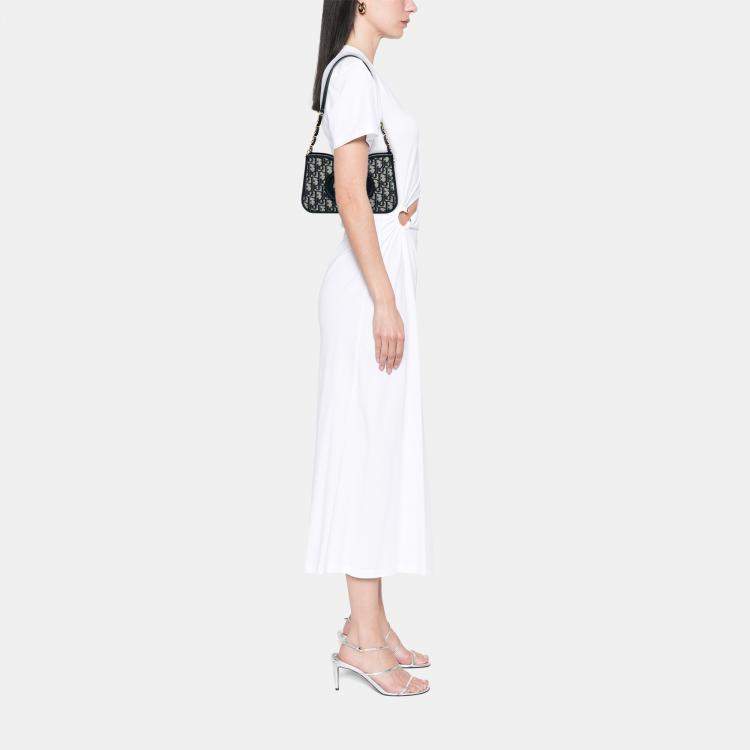 Pre Owned Dior Blue Mini Oblique Canvas CD Signature Hobo