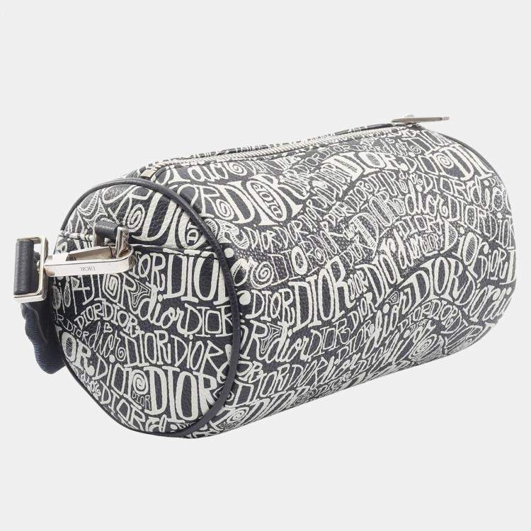 Pre Owned Dior Shawn Stussy Roller Navy Leather Crossbody Bag