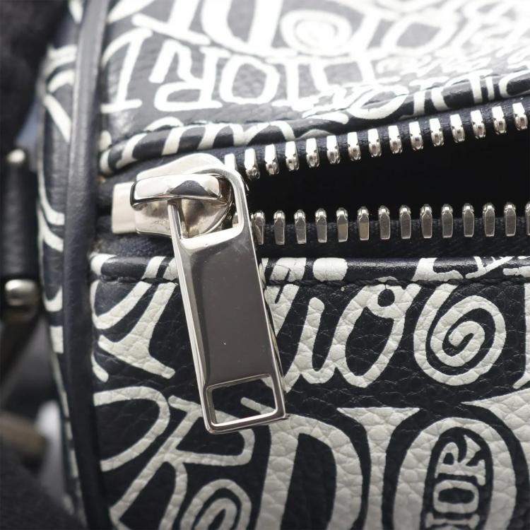 Pre Owned Dior Shawn Stussy Roller Navy Leather Crossbody Bag