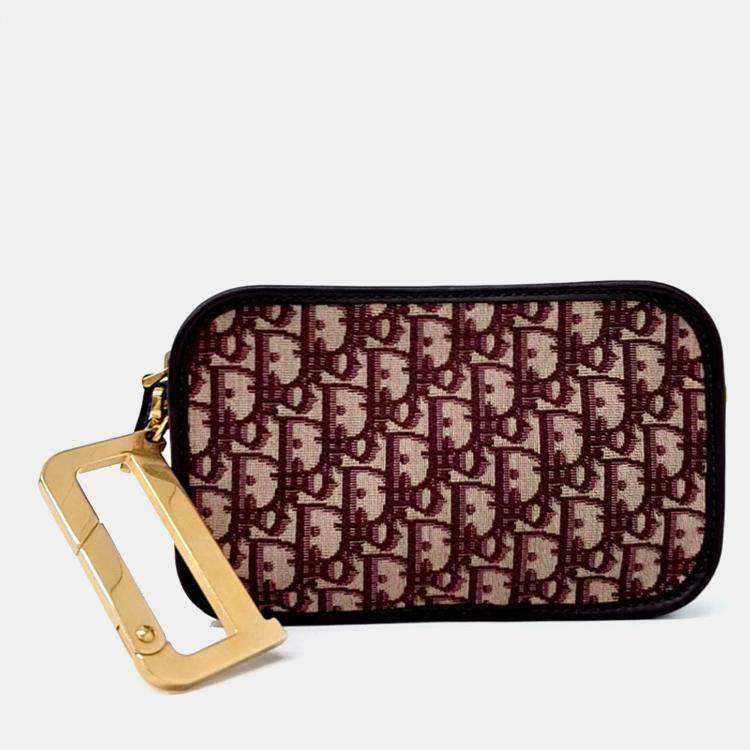 Pre Owned Dior Red Canvas Oblique Quake Clutch