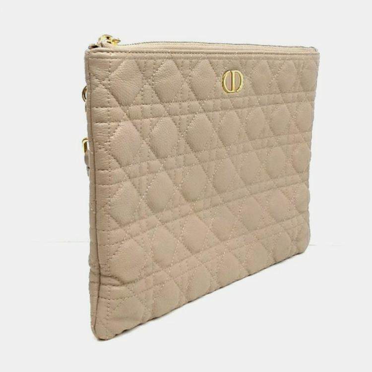 مملوكة مسبقًا حقيبة كلتش ديور كاروه جلد بيج روزية يومية