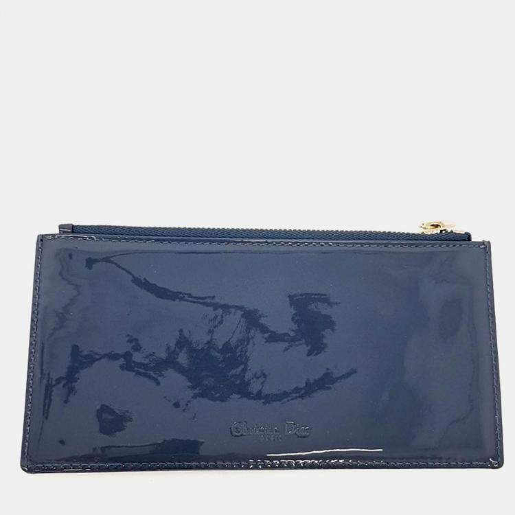 Pre Owned Dior Navy Blue Leather Patent Cannage Chain Crossbody Bag