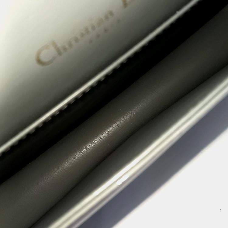 Pre Owned Dior Grey Leather Patent Cannage Crossbody Bag