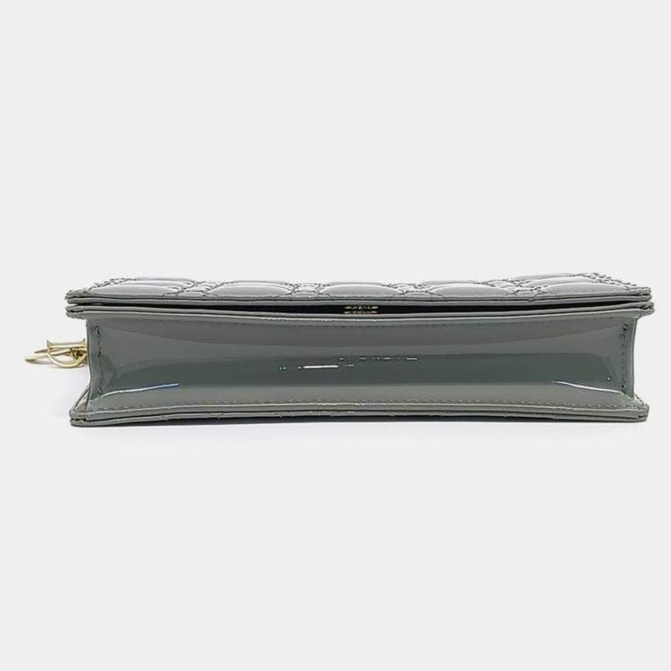 Pre Owned Dior Grey Leather Patent Cannage Crossbody Bag