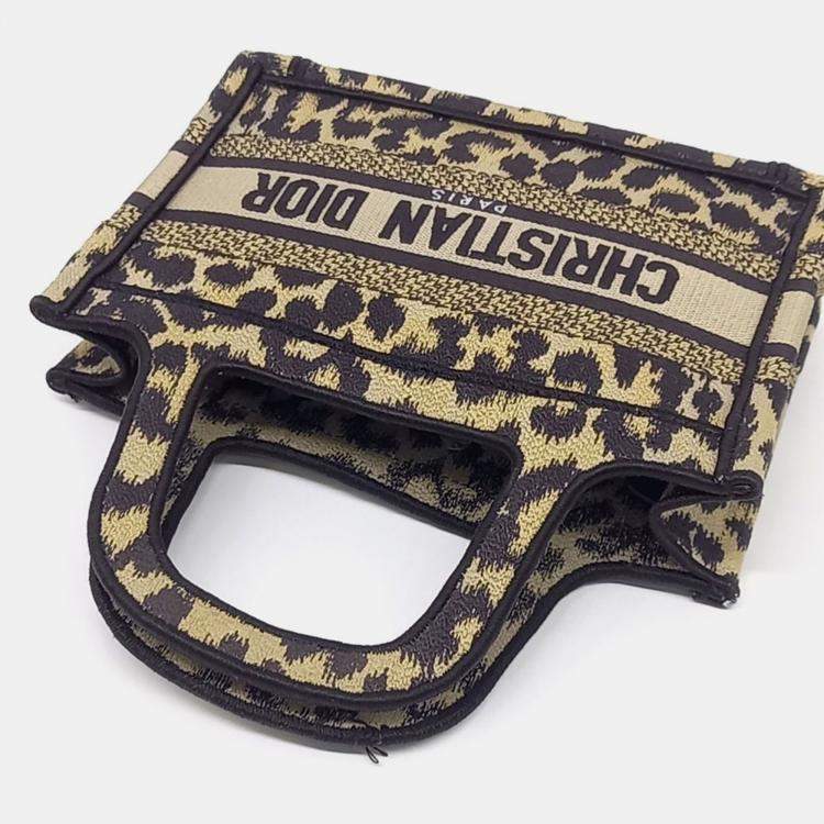 Pre Owned Dior Black Brown Canvas Book Tote Mini