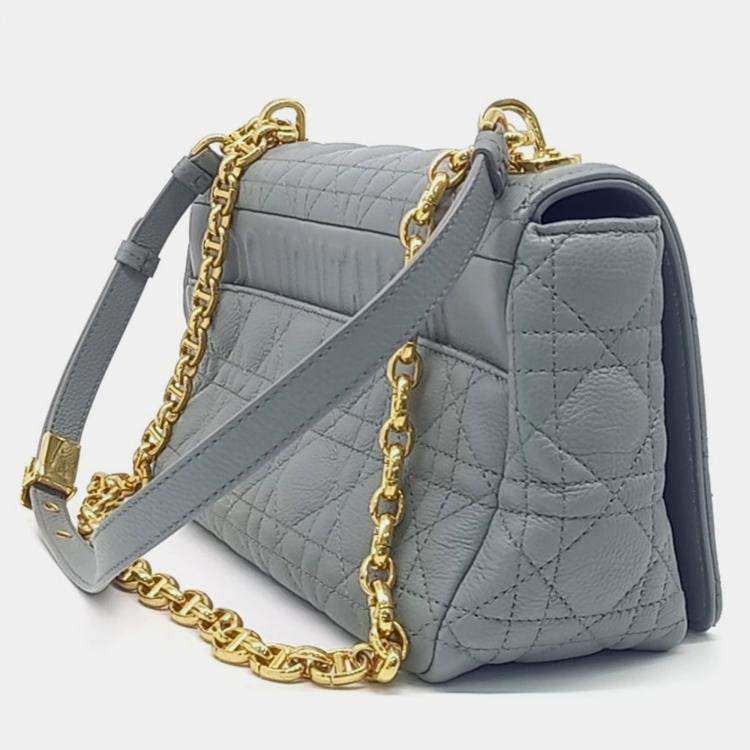 Pre Owned Dior Grey Leather Caro Bag Medium