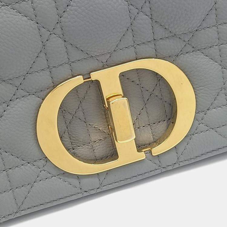 Pre Owned Dior Grey Leather Caro Bag Medium