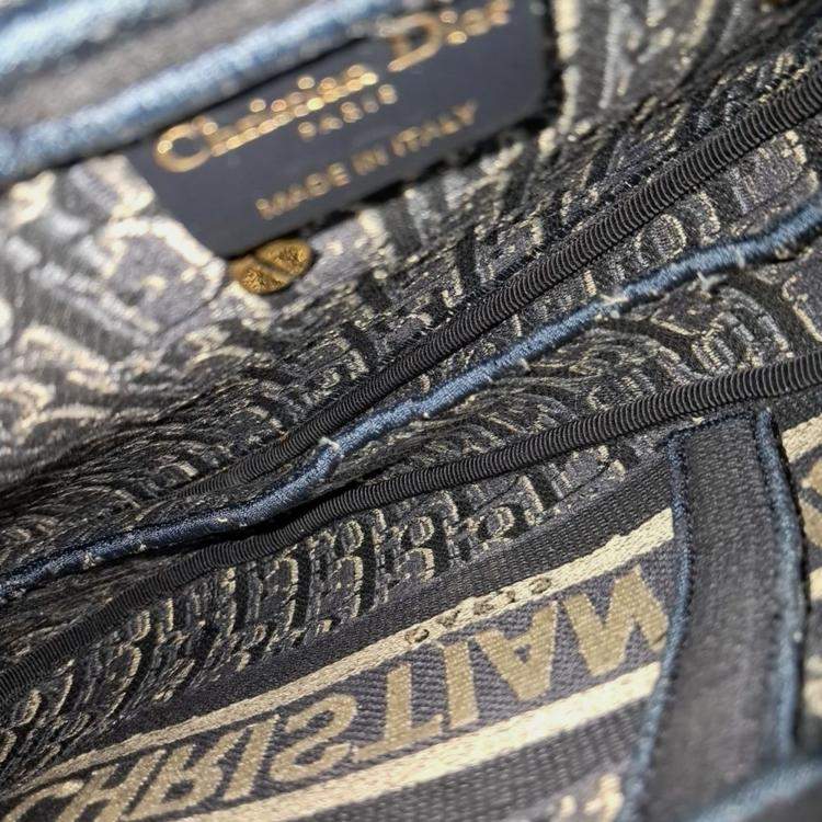 Pre Owned Dior Black Fabric Velvet Oblique Saddle Bag