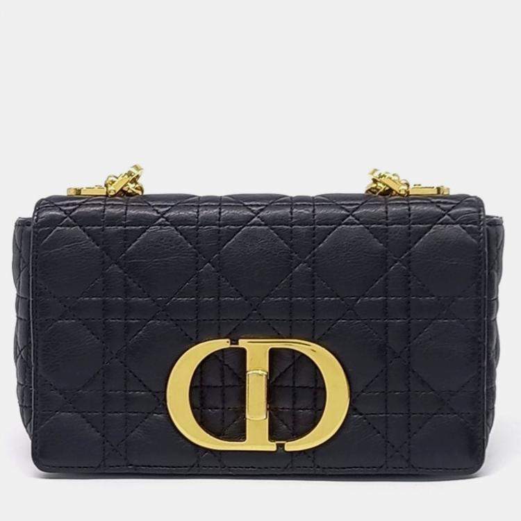 Pre Owned Dior Black Leather Carobag Small