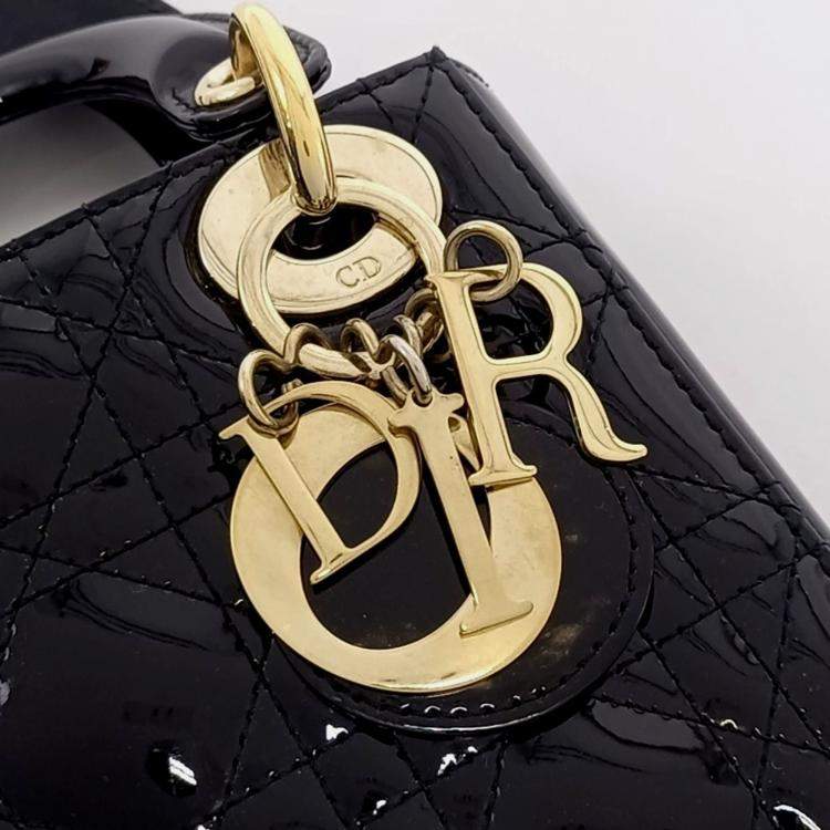 مملوكة مسبقًا Dior Black Patent Leather Patent Lady Bag Mini
