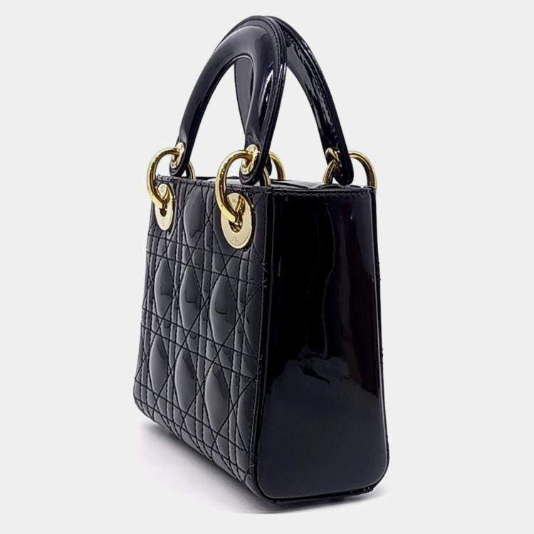 مملوكة مسبقًا Dior Black Patent Leather Patent Lady Bag Mini