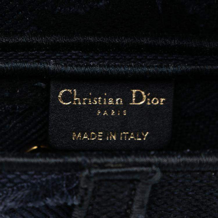 Pre Owned Dior Blue Camouflage Embroidered Canvas Saddle Bag