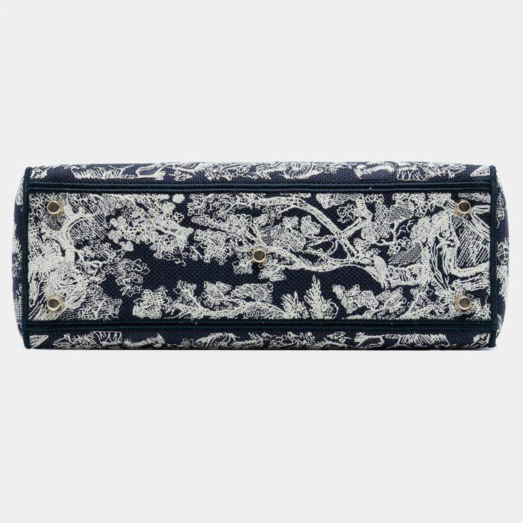 Pre Owned Dior Blue Large Embroidered Canvas Toile de Jouy Lady D Lite